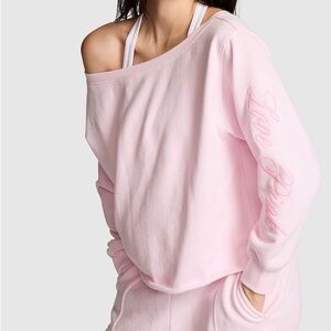 PINK Victoria's Secret Soft Light Pink Off-Shoulder Sweatshirt